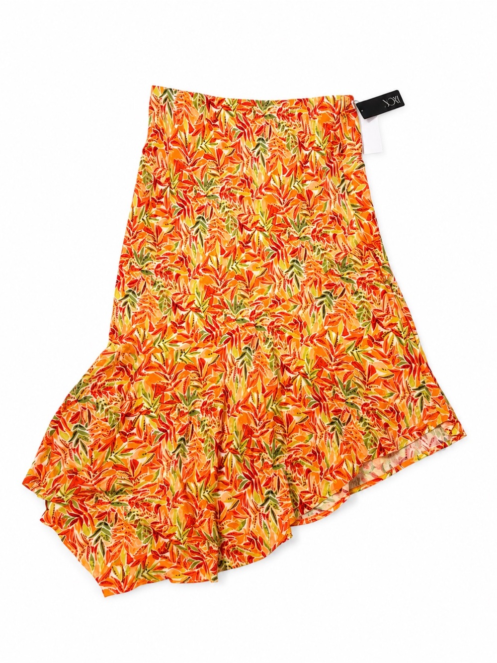 Macy's Orange Floral Asymmetrical Ruffle Skirt